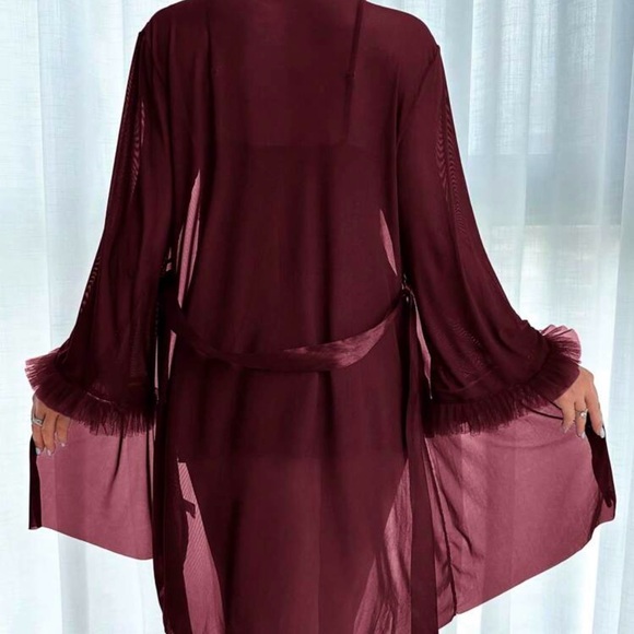 NWOT NEVER WORN Classy Burgundy PJ & Robe Set - Picture 3 of 6